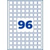 Blau umrandetes Raster aus kleinen Quadraten mit großer blauer Zahl 96 in der Mitte?