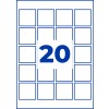 Raster aus 20 blau umrandeten Quadraten mit großer blauer Zahl 20 in der Mitte?