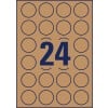 Stanzzeichnung Einzelbogen A4, Artikel: L7105-25, Naturbraune Etiketten, Format: ⌀ 40 mm, 24 Etiketten/Bogen