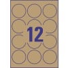 Stanzzeichnung Einzelbogen A4, Artikel: L7106-25, Naturbraune Etiketten, Format: ⌀ 60 mm, 12 Etiketten/Bogen