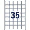 Stanzzeichnung Einzelbogen A4, Artikel: L7120-25, Quadratische Etiketten, Format: 35 x 35 mm, 35 Etiketten/Bogen