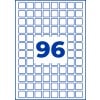 Große blaue Zahl 96, zentriert auf einem weißen Raster aus abgerundeten Quadraten?