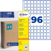 Avery Ultragrip-Mehrzwecketiketten-Packung mit 96 blauen quadratischen Etiketten und Verpackung?