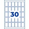 Weißes Poster mit blau umrandetem Raster aus abgerundeten Rechtecken und einer großen blauen Zahl 30 in der Mitte?