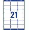 Stanzzeichnung Einzelbogen A4, Artikel: L7160-40, Adress-Etiketten, Format: 63,5 x 38,1 mm, 21 Etiketten/Bogen