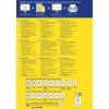 Das Bild zeigt einen Leitfaden zum Entwerfen und Drucken verschiedener Etiketten, einschließlich Adressetiketten, in mehreren Sprachen. Es bietet Tipps, Kompatibilitätsinformationen und Produktdetails in Bezug auf Etikettendrucktechnologien.