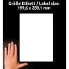 Größenvergleich mit Hand, Artikel: L7167-100, ein Bogen Versand-Etiketten, Format: 199,6 x 289,1 mm, Farbe: Weiß