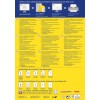 Das Bild zeigt Informationen über Averys Etikettendrucktechnologie, einschließlich Funktionen, Vorteile und Spezifikationen in mehreren Sprachen. Es wirbt für die QuickPEEL-Funktion zur einfachen Etikettenanwendung und enthält Kontaktdaten für den Kundenservice.