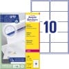 Packungsabbildung mit Etikettenbogen: Avery Zweckform Adress-Etiketten, Artikel:  L7173-100, Format: 99,1 x 57 mm, Druckereignung: Laser s/w,Farblaser, Inhalt: 1.000 Etiketten / 100 Bögen, 10 Etiketten/Bogen
