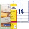 Packungsabbildung mit Etikettenbogen: Avery Zweckform Adress-Etiketten, Artikel:  L7563-25, Format: 99,1 x 38,1 mm, Druckereignung: Laser s/w,Farblaser, Inhalt: 350 Etiketten / 25 Bögen, 14 Etiketten/Bogen