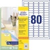 Packungsabbildung mit Etikettenbogen: Avery Zweckform Mini-Organisations-Etiketten, Artikel:  L7632-25, Format: 35,6 x 16,9 mm, Druckereignung: Inkjet,Laser s/w,Farblaser, Inhalt: 2.000 Etiketten / 25 Bögen, 80 Etiketten/Bogen