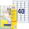 Packungsabbildung mit Etikettenbogen: Avery Zweckform Mini-Organisations-Etiketten, Artikel:  L7654-100, Format: 45,7 x 25,4 mm, Druckereignung: Inkjet,Laser s/w,Farblaser, Inhalt: 4.000 Etiketten / 100 Bögen, 40 Etiketten/Bogen