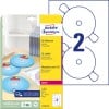 Packungsabbildung mit Etikettenbogen: Avery Zweckform CD-Etiketten SuperSize, Artikel:  L7760-25, Format: ⌀ 117 mm, Druckereignung: Laser s/w,Farblaser, Inhalt: 50 Etiketten / 25 Bögen, 2 Etiketten/Bogen