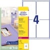 Packungsabbildung mit Etikettenbogen: Avery Zweckform Hochglanz-Etiketten, Artikel:  L7769-40, Format: 99,1 x 139 mm, Druckereignung: Laser s/w,Farblaser, Inhalt: 160 Etiketten / 40 Bögen, 4 Etiketten/Bogen