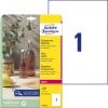 Packungsabbildung mit Etikettenbogen: Avery Zweckform Transparente Etiketten, Artikel:  L7784-25, Format: 210 x 297 mm, Druckereignung: Laser s/w,Farblaser, Inhalt: 25 Etiketten / 25 Bögen, 1 Etiketten/Bogen