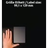 Größenvergleich mit Hand, Artikel: L7786-25, ein Bogen Transparente Etiketten, Format: 99,1 x 139 mm, Farbe: Transparent