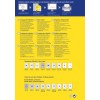 Das Bild ist eine Werbegrafik für Avery-Etiketten und präsentiert verschiedene Arten von klaren und transparenten Etiketten, mit Informationen zu ihren Eigenschaften, Gebrauchsanweisungen und Kontaktdetails in mehreren Sprachen.