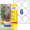 Packungsabbildung mit Etikettenbogen: Avery Zweckform Transparente Etiketten, Artikel:  L7788-25, Format: ⌀ 80 mm, Druckereignung: Laser s/w,Farblaser, Inhalt: 150 Etiketten / 25 Bögen, 6 Etiketten/Bogen