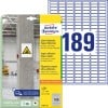 Packungsabbildung mit Etikettenbogen: Avery Zweckform Stark haftende Papier-Etiketten, Artikel:  L7871-20, Format: 25,4 x 10 mm, Druckereignung: Inkjet,Laser s/w,Farblaser, Inhalt: 3.780 Etiketten / 20 Bögen, 189 Etiketten/Bogen