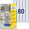 Packungsabbildung mit Etikettenbogen: Avery Zweckform Stark haftende Papier-Etiketten, Artikel:  L7872-20, Format: 35,6 x 16,9 mm, Druckereignung: Inkjet,Laser s/w,Farblaser, Inhalt: 1.600 Etiketten / 20 Bögen, 80 Etiketten/Bogen