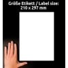 Größenvergleich mit Hand, Artikel: L7917-10, ein Bogen Ultra-Resistente Folien-Etiketten, Format: 210 x 297 mm, Farbe: Weiß