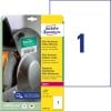 Packungsabbildung mit Etikettenbogen: Avery Zweckform Ultra-Resistente Folien-Etiketten, Artikel:  L7917-10, Format: 210 x 297 mm, Druckereignung: Laser s/w,Farblaser, Inhalt: 10 Etiketten / 10 Bögen, 1 Etiketten/Bogen