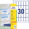 Packungsabbildung mit Etikettenbogen: Avery Zweckform Tiefkühl-Etiketten, Artikel:  L7975-25, Format: 30 x 50 mm, Druckereignung: Inkjet,Laser s/w,Farblaser, Inhalt: 750 Etiketten / 25 Bögen, 30 Etiketten/Bogen