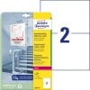 Packungsabbildung mit Etikettenbogen: Avery Zweckform Antimikrobielle Etiketten weiß, Artikel:  L8002-10, Format: 210 x 148 mm, Druckereignung: Laser s/w,Farblaser, Inhalt: 20 Etiketten / 10 Bögen, 2 Etiketten/Bogen