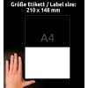 Größenvergleich mit Hand, Artikel: LR3655, ein Bogen Recycling Universal-Etiketten, Format: 210 x 148 mm, Farbe: Naturweiß