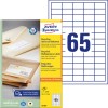 Packungsabbildung mit Etikettenbogen: Avery Zweckform Recycling Universal-Etiketten, Artikel:  LR3666, Format: 38 x 21,2 mm, Druckereignung: Inkjet,Laser s/w,Farblaser, Inhalt: 6.500 Etiketten / 100 Bögen, 65 Etiketten/Bogen