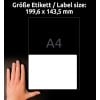 Größenvergleich mit Hand, Artikel: LR7168-100, ein Bogen Recycling Versand-Etiketten, Format: 199,6 x 143,5 mm, Farbe: Naturweiß