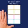 Größenvergleich mit Hand, Artikel: NAME16C, ein Bogen Namens-Etiketten, Format: 34 x 48 mm, Farbe: