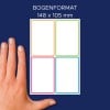 Größenvergleich mit Hand, Artikel: NAME8C, ein Bogen Namens-Etiketten, Format: 48 x 70 mm, Farbe: