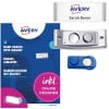 Packungsabbildung mit Etikettenbogen: Avery Zweckform, Artikel: POL20MA66-5DR, Magnetische Namensschilder, Format: 68 x 22 mm, Druckereignung: Farblaser,Laser s/w,Inkjet, Inhalt: 5 Schilder / 24 Einsteckschilder / 1 Bogen, 24 Karten/Bogen