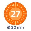 Das Bild zeigt ein rundes Zifferblatt mit Zahlen, die eine Skala darstellen, wobei '27' prominent in der Mitte angezeigt wird. Der äußere Ring zeigt Zahlen von 1 bis 12, und am unteren Rand gibt es eine Durchmesserspezifikation von 'Ø 30 mm'.