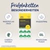 Das Bild zeigt Prüfetiketten von Avery Zweckform, die ihre wasserfesten und langlebigen Eigenschaften hervorheben. Es präsentiert ein Produkt, das für die Verwendung in Deutschland konzipiert ist und betont seine klimaneutralen Eigenschaften. Die Etiketten sind für die Prüfnormkonformität von 2026 bis 2031 vorgesehen.