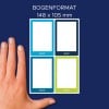 Größenvergleich mit Hand, Artikel: SCHOOL8G, ein Bogen Buch-Etiketten, Format: 48 x 70 mm, Farbe: