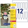 Packungsabbildung mit Etikettenbogen: Avery Zweckform Steck-Schilder, Artikel:  T3005-10, Format: 100 x 20 mm, Druckereignung: Laser s/w,Farblaser, Inhalt: 120 Stück / 10 Bögen, 12 Stück/Bogen