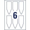 Stanzzeichnung Einzelbogen, Artikel: T3006-10, Steck-Schilder, Format: 128 x 47 mm, 6 Stück/Bogen