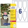 Packungsabbildung mit Etikettenbogen: Avery Zweckform Steck-Schilder, Artikel:  T3006-10, Format: 128 x 47 mm, Druckereignung: Laser s/w,Farblaser, Inhalt: 60 Stück / 10 Bögen, 6 Stück/Bogen
