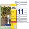 Packungsabbildung mit Etikettenbogen: Avery Zweckform Schlaufen-Anhänger, Artikel:  T3007-10, Format: 160 x 17 mm, Druckereignung: Laser s/w,Farblaser, Inhalt: 110 Anhänger / 10 Bögen, 11 Anhänger/Bogen